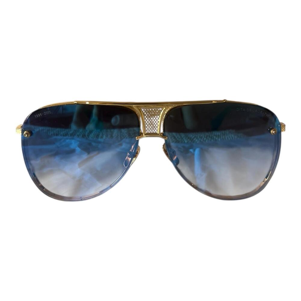 Authentic DITA  DECADE TWO GLD-BLUE DRX-2082-C-Gld-62 Men's Sunglasses Clean